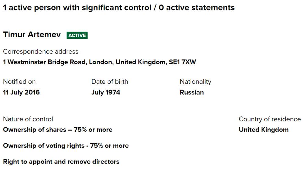 Тимур Артемьев владеет 75%