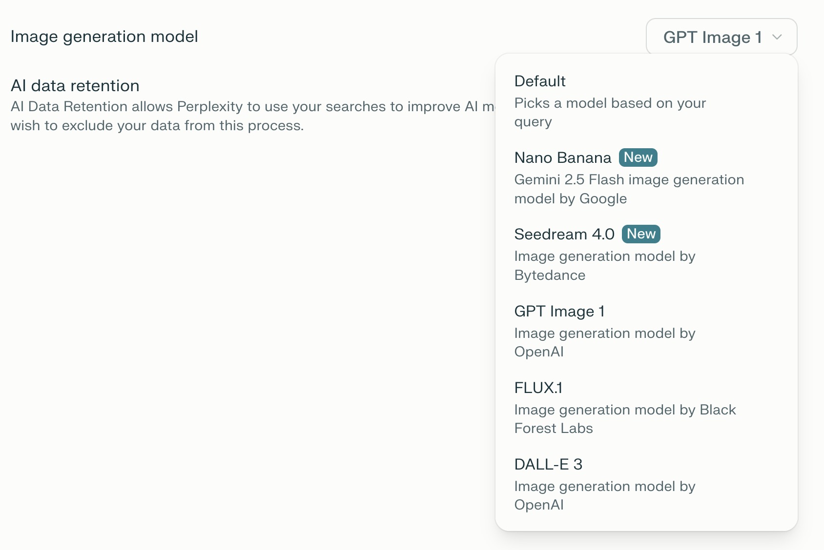 Выбор моделей для генерации изображений в Perplexity