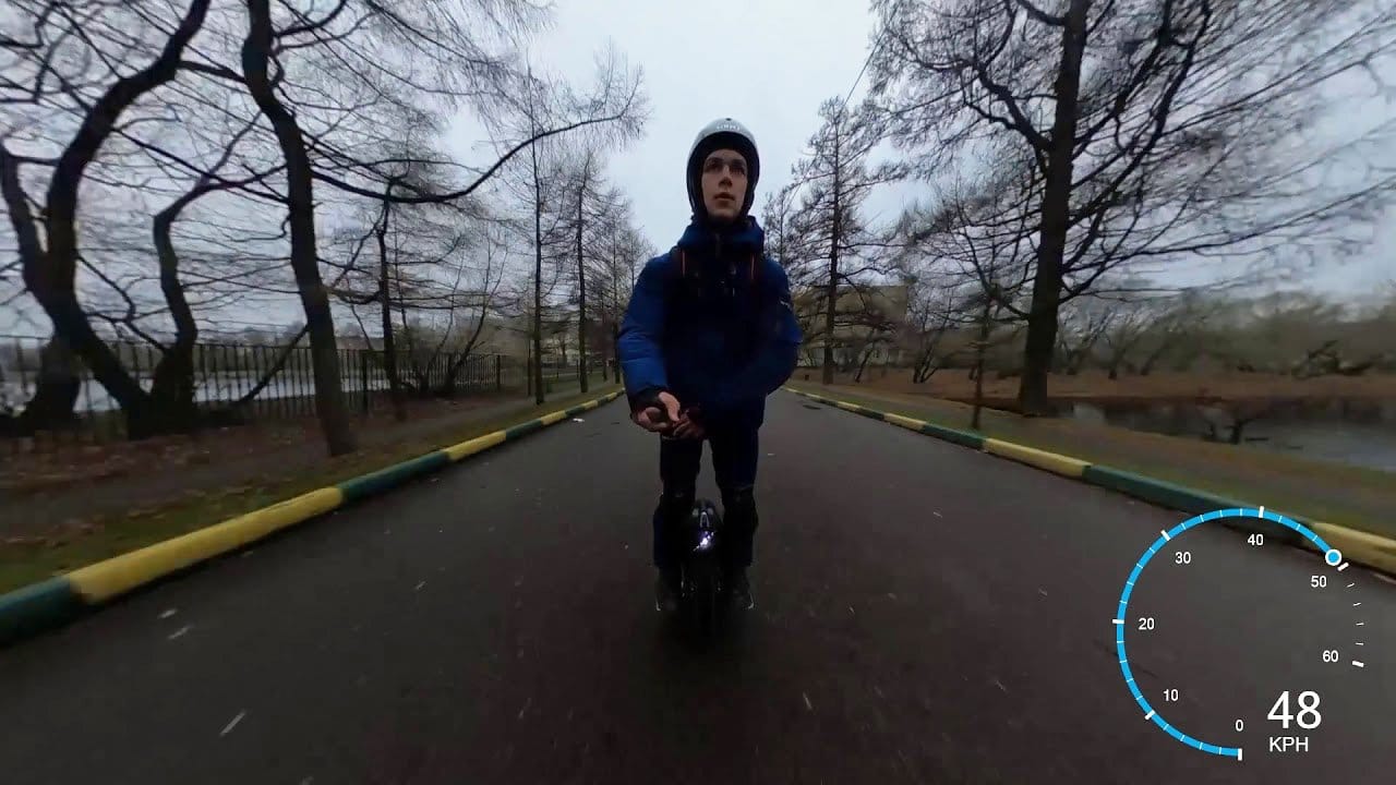 Гонка с электросамокатом на моноколесе Gotway Msuper X