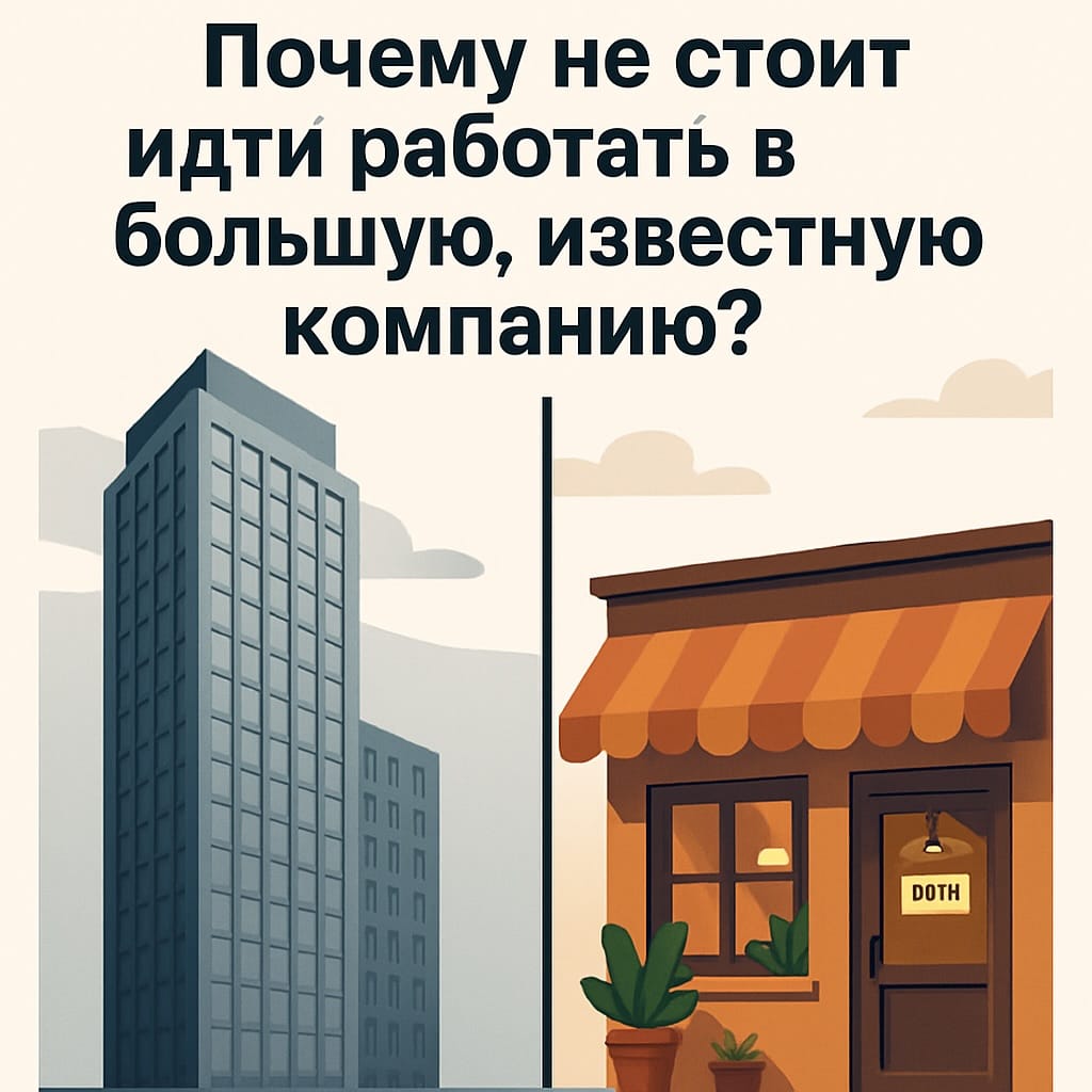 Почему не стоит идти работать в большую, известную компанию?