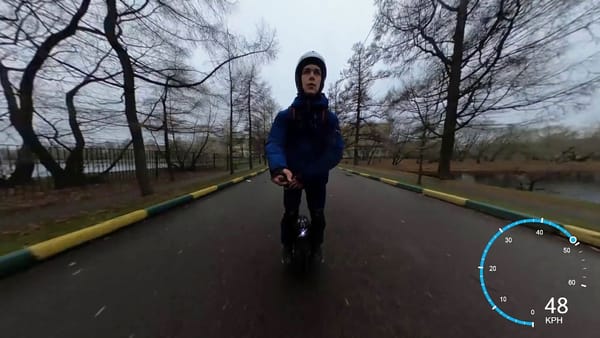 Гонка с электросамокатом на моноколесе Gotway Msuper X